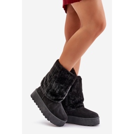 Black Lisonea Platform Snow Boots With Turned Up Upper 1