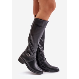 Insulated Over-the-Knee Boots with a Buckle and Zipper, Black Seavella 1