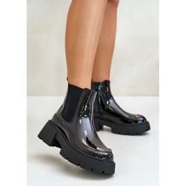 Insulated patent ankle boots with a zipper, Black Jesschris 2