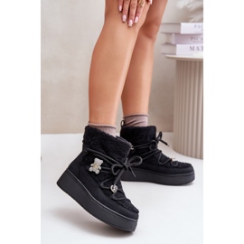 Black Almatiza Women's Snow Boots With Pins And Fur 2