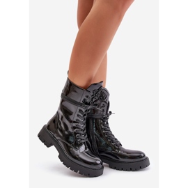 Patent Insulated Worker Ankle Boots With Decoration, Black Kelilea 1