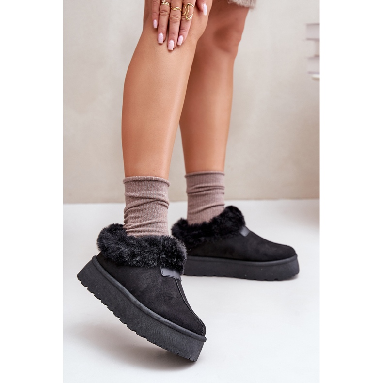 Low-top snow boots with fur on the platform, Eco Suede, Black Neathoria 2