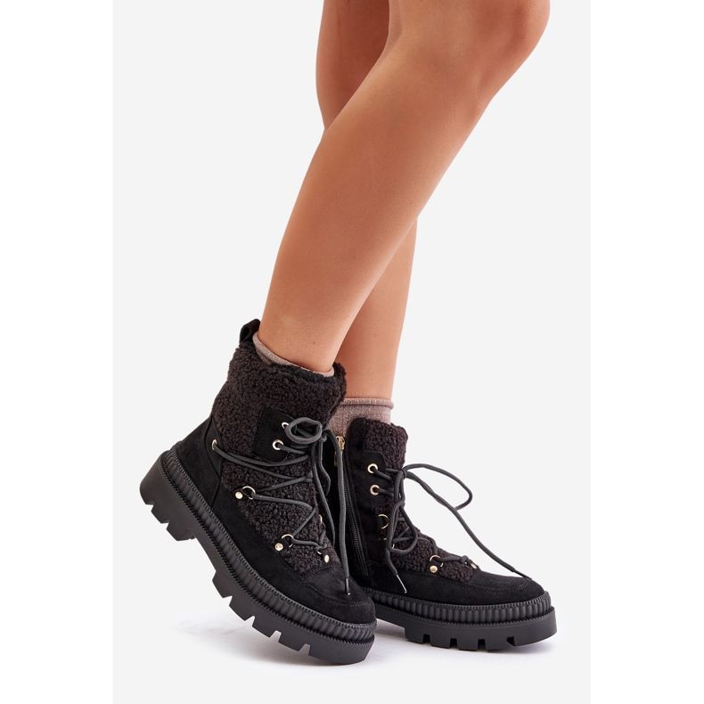 Black Merilana sheepskin boots with fur 1 Black Merilana sheepskin boots with fur 1