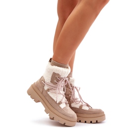 Beige Merilana Sheepskin Boots With Fur 1