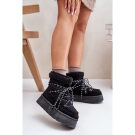 Black Izathiel Platform Snow Boots With Lacing 2