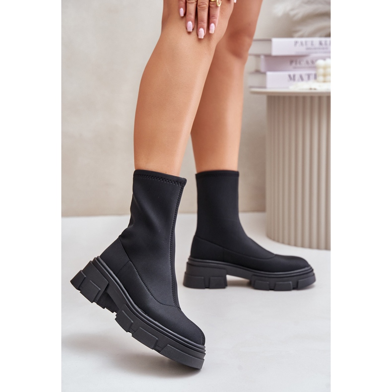 Ravendria Black Flat Heel Slip-On Boots 2