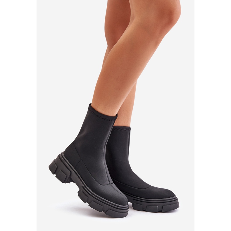 Ravendria Black Flat Heel Slip-On Boots 1