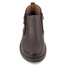 Olivier Men's leather Chelsea boots, insulated, 140GT, dark brown 1