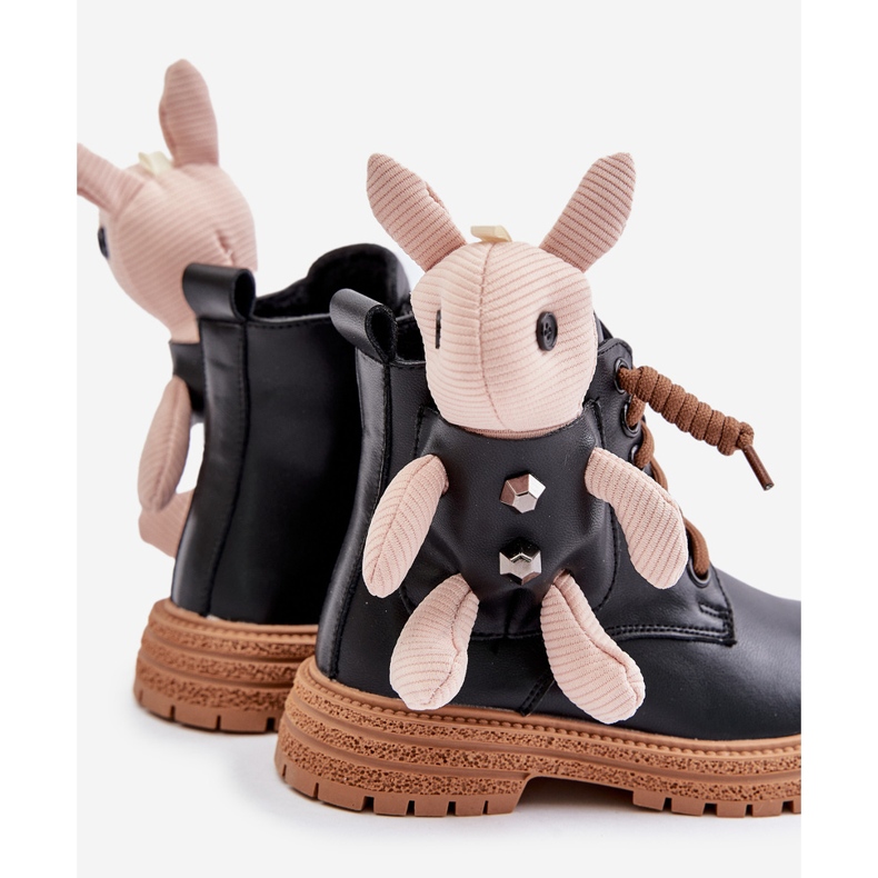 Leather warm children's ankle boots with a zipper and a teddy bear Vinceza 36261 Black 2 Leather warm children's ankle boots with a zipper and a teddy bear Vinceza 36261 Black 2