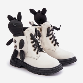 Leather Insulated Children's Boots With a Zipper and a Teddy Bear Vinceza 36261 White 1 Leather Insulated Children's Boots With a Zipper and a Teddy Bear Vinceza 36261 White 1
