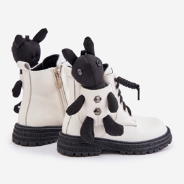 Leather Insulated Children's Boots With a Zipper and a Teddy Bear Vinceza 36261 White 2 Leather Insulated Children's Boots With a Zipper and a Teddy Bear Vinceza 36261 White 2