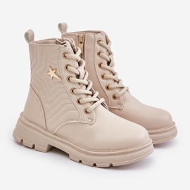 Insulated children's ankle boots with a zipper made of eco-leather, Beige Liotira 1