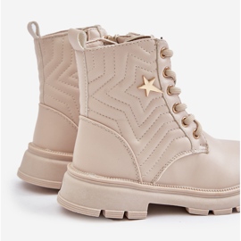 Insulated children's ankle boots with a zipper made of eco-leather, Beige Liotira 2