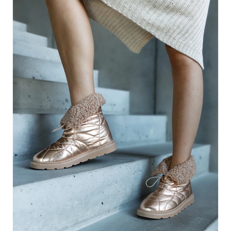 Caellita gold insulated snow boots with cuff golden 1 Caellita gold insulated snow boots with cuff golden 1