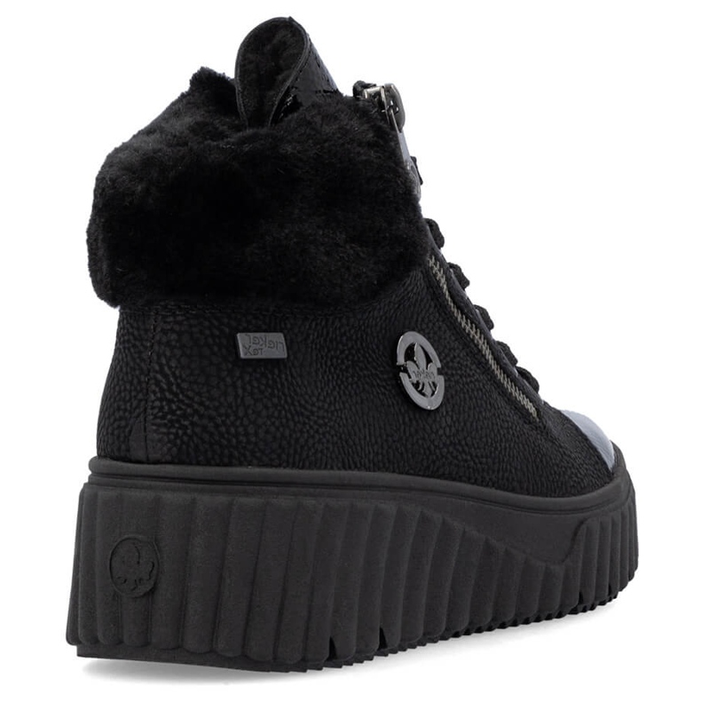 Rieker N2505-00 women's waterproof wedge ankle boots black 1