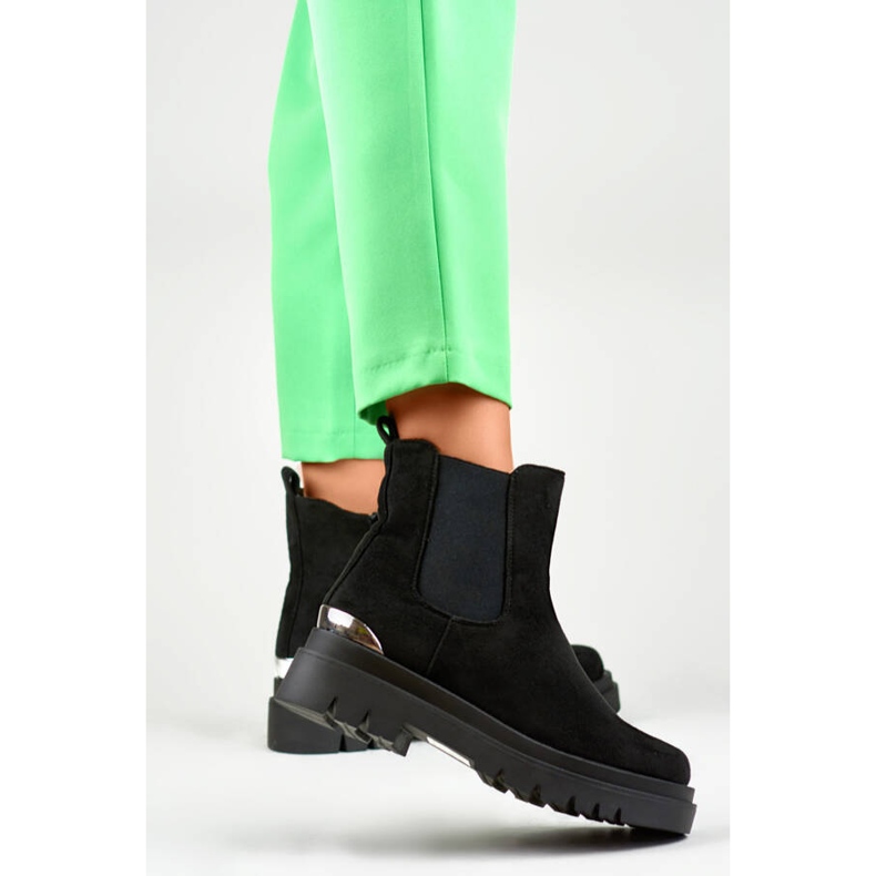 Women's suede Chelsea boots, black, XJ-351B 2