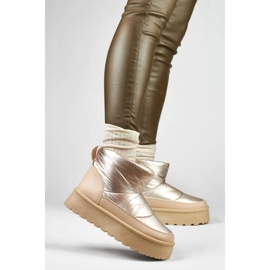 Women's snow boots on a platform, beige and gold J2-38-BR 1