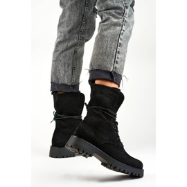 Women's suede lace-up ankle boots black DE1051S-B beige 2