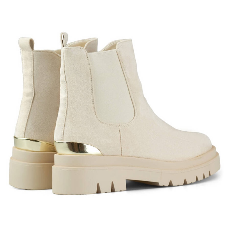 Women's suede Chelsea boots, beige XJ-351BE 1