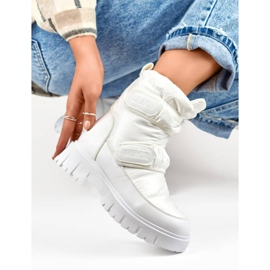 Women's snow boots with velcro, white JH-1W 1