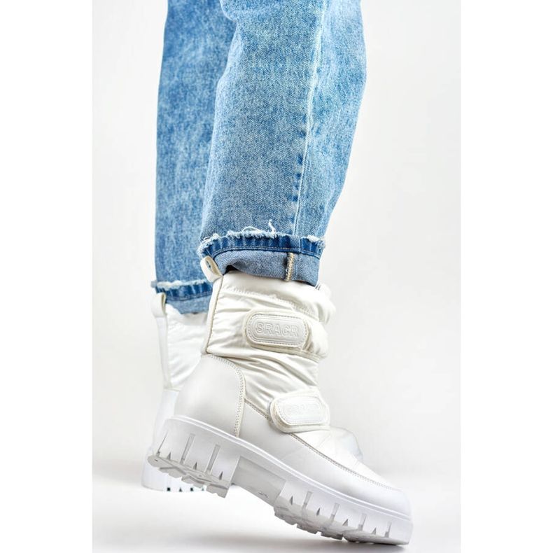 Women's snow boots with velcro, white JH-1W 2
