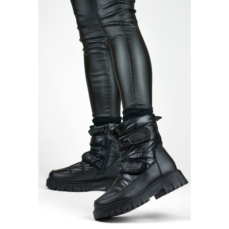 Women's metallic black JH-1B snow boots with velcro 2