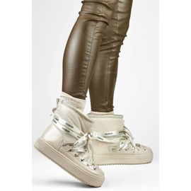 Women's snow boots, lace-up boots, beige 5754-4BE 2