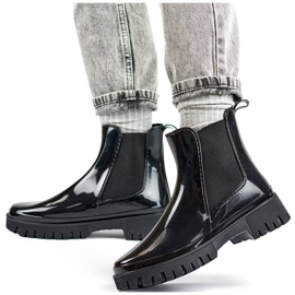 Women's Chelsea boots with a thick sole, black YX227-1B 1