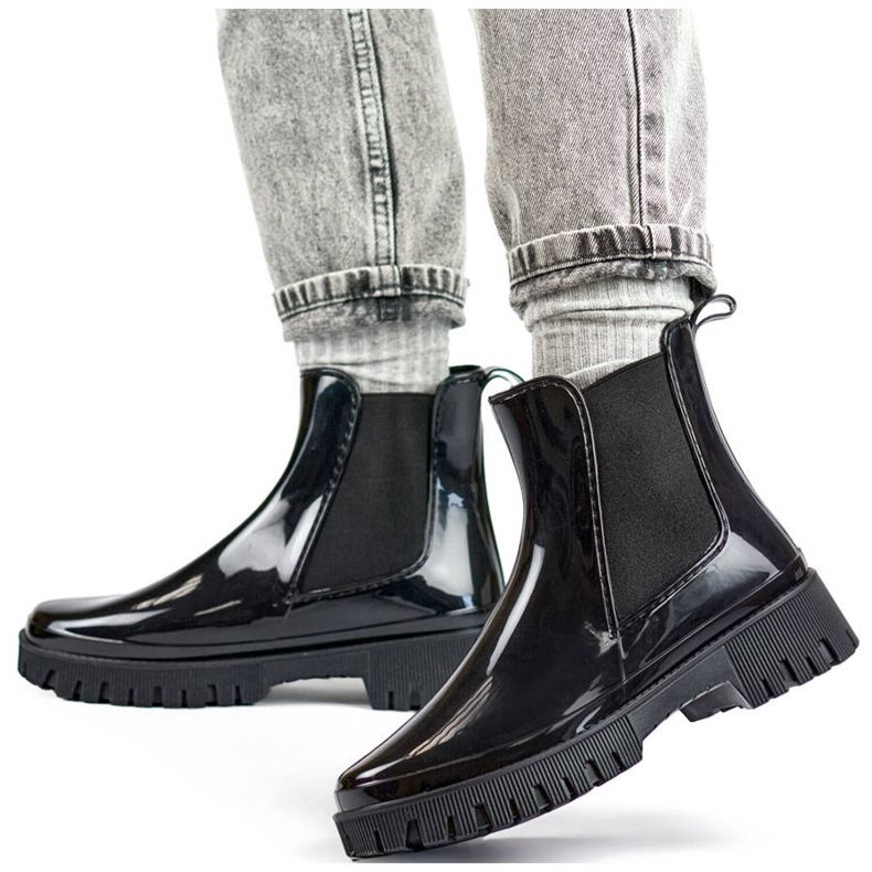 Women's Chelsea boots with a thick sole, black YX227-1B 1