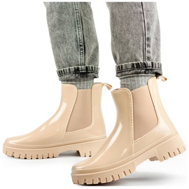 Women's Chelsea boots with a thick sole, beige YX227-2BE 1 Women's Chelsea boots with a thick sole, beige YX227-2BE 1