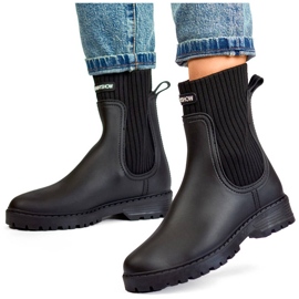 Women's galoshes with elastic upper and sock, black S23B 1