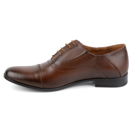 Olivier Men's leather formal shoes, elegant lace-up 290LU, brown 1