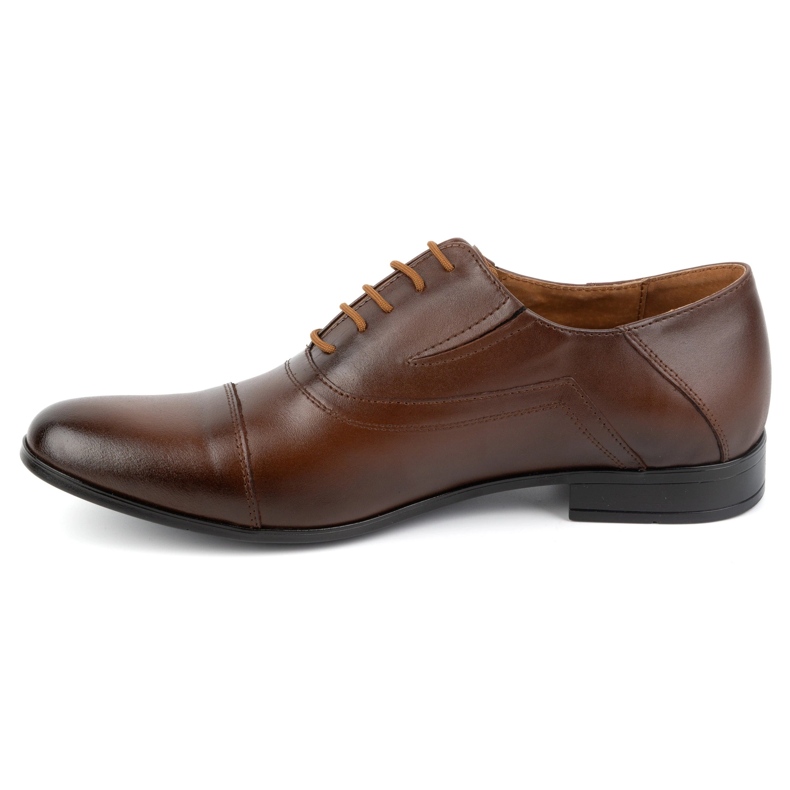Olivier Men's leather formal shoes, elegant lace-up 290LU, brown 1