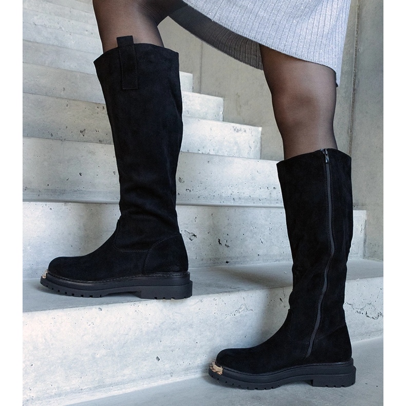 Black boots with metal finish by Guillora 1