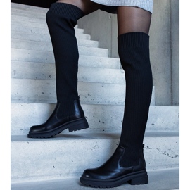 Black long boots with a flexible upper Lilca 1