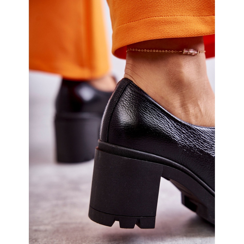 Lemar Black Leather High Heel Shoes With Gold Decoration 2 Lemar Black Leather High Heel Shoes With Gold Decoration 2