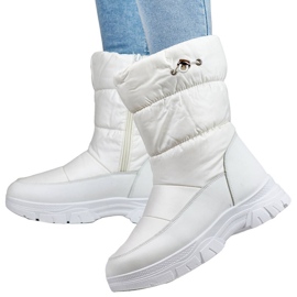 Women's snow boots with cuff, white 3537W 1