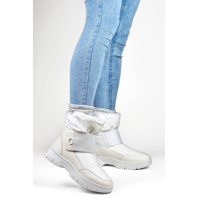 Women's snow boots with velcro, white 3535W 2