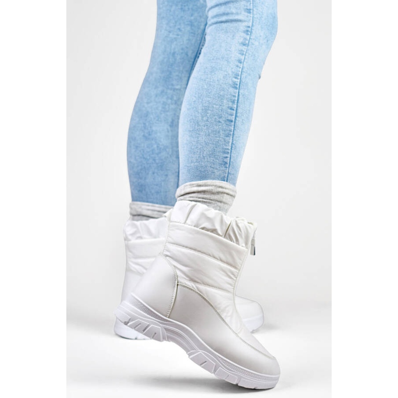 Women's snow boots with zipper, white 3555-2-W 2