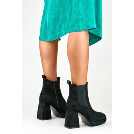 Women's suede ankle boots, black, 7987B beige 1