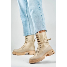 Women's uninsulated ankle boots, beige JH21-31BE 1