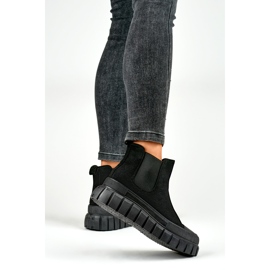 Women's Chelsea boots suede slip-on ankle boots black A1006B 2