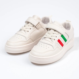 Children's white sneakers with straps 2