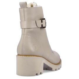 Leather comfortable insulated high-heeled boots, beige Remonte D0A74-60 1