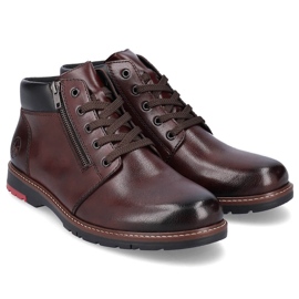 Comfortable men's leather boots lined with wool, brown Rieker 10502-25 1