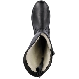 Leather waterproof snow boots insulated with Rieker sheep wool black 1