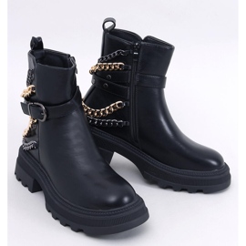 Toliver Black military ankle boots with chains 1