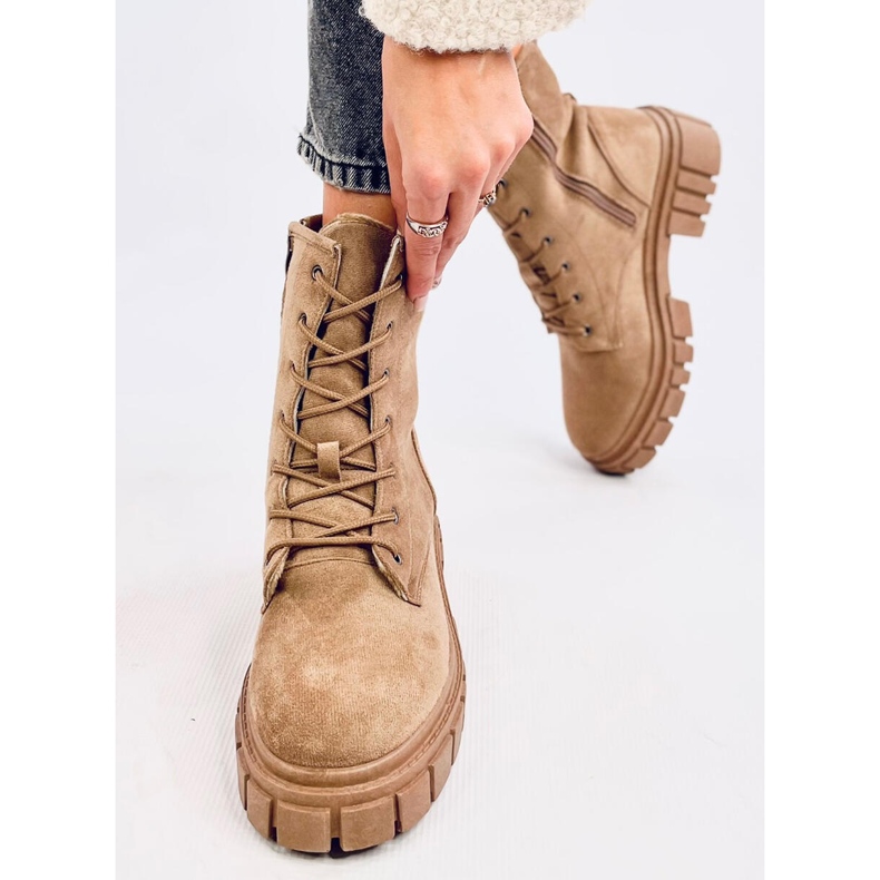 Kelis Khaki lace-up boots beige 1