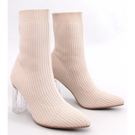 Destani Beige sock boots with a transparent heel 1
