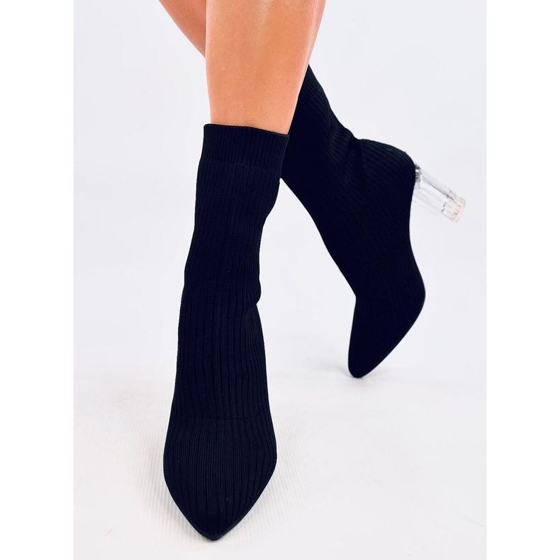 Destani Black sock boots with a transparent heel 1